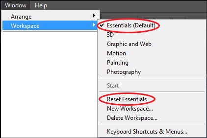 Reset toolbar in Photoshop Workspace