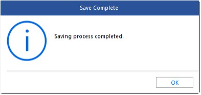 Saving process completed