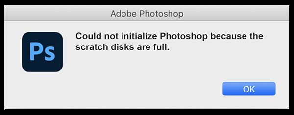 Scratch disk error message in Photo