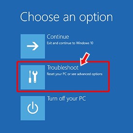 Choose troubleshoot