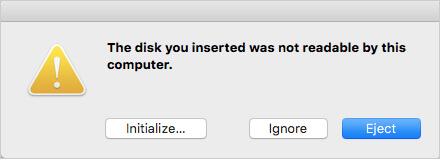 Disk not readable on mac