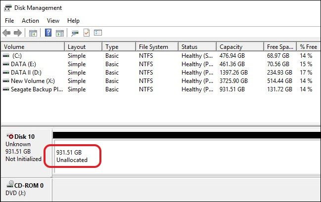 Locate Drive Appearing Unallocated 