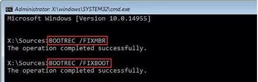 enter BOOTREC.FIXMBR Command