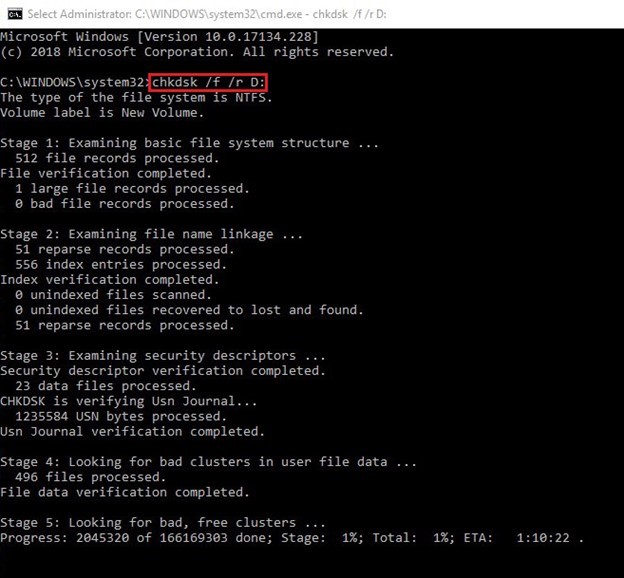 Run CHKDSK Command 