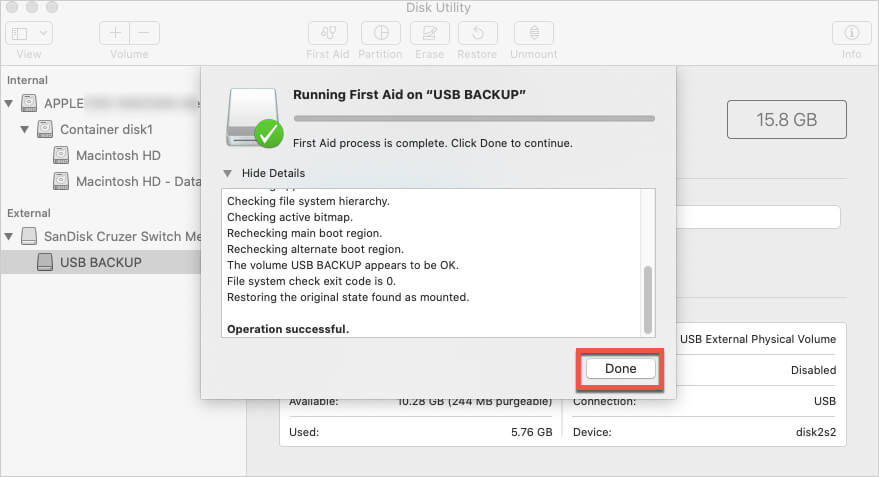 Run First Aid on Storage Drive