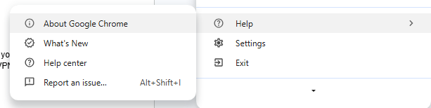 click on About Google Chrome