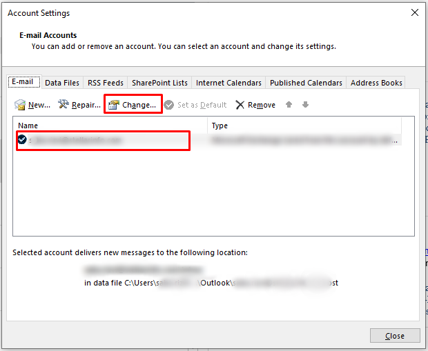 Accoun settings - Change