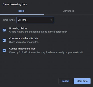 Clear browsing data