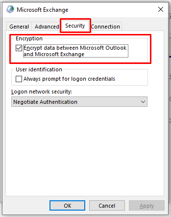 Cifrar datos entre Outlook y Microsoft Exchange