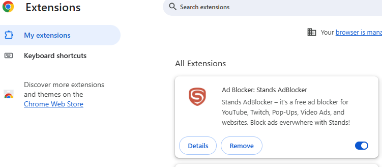Toggle off ALL extensions one by one