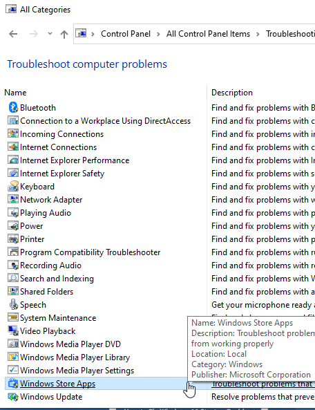 Troubleshoot Windows Store apps