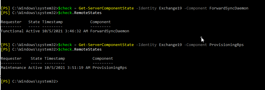 check component status change time