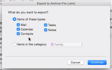 export mail items olm