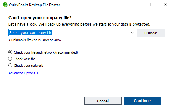 Open Company File in Quickbooks File Doctor