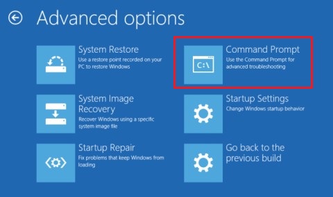 Select Command Prompt from Advance Option 