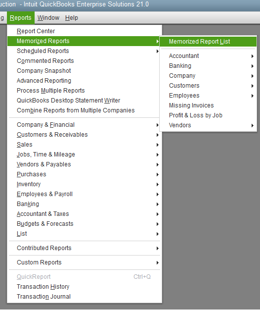 memorized report list