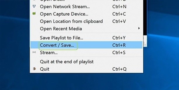 Open the Convert option in VLC media player