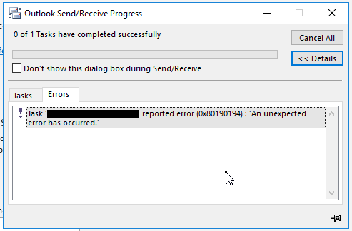 oab error 0x80190194 outlook
