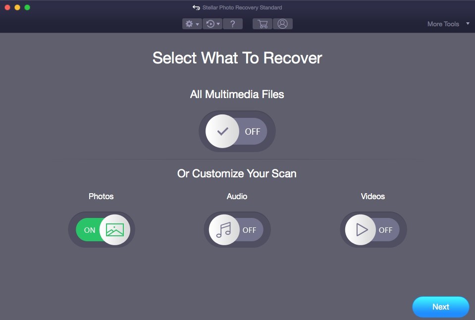 Select What to Recover Screen