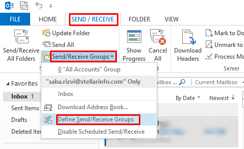 Send receive groups option
