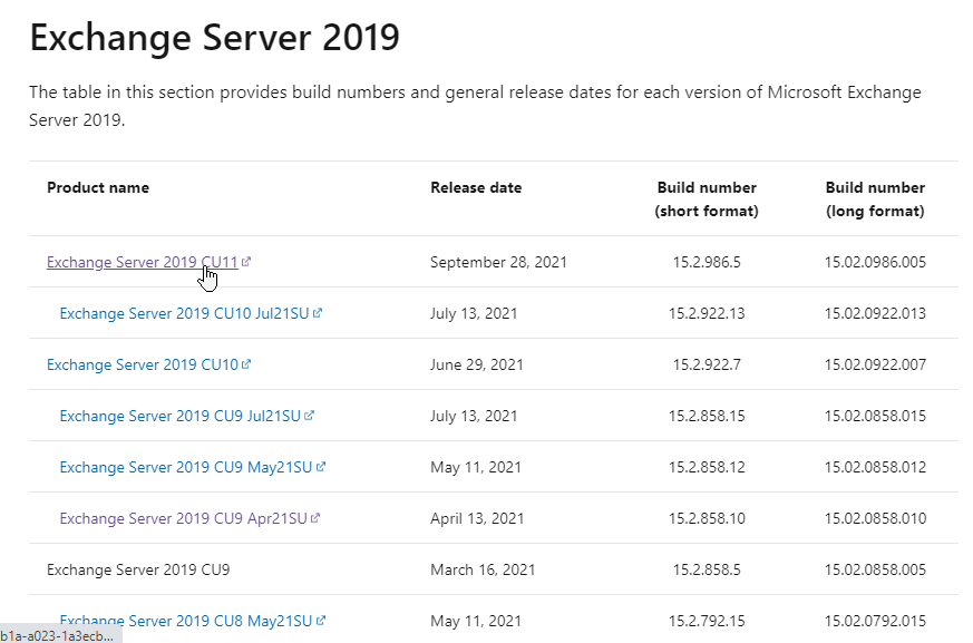 download latest exchange cumulative update