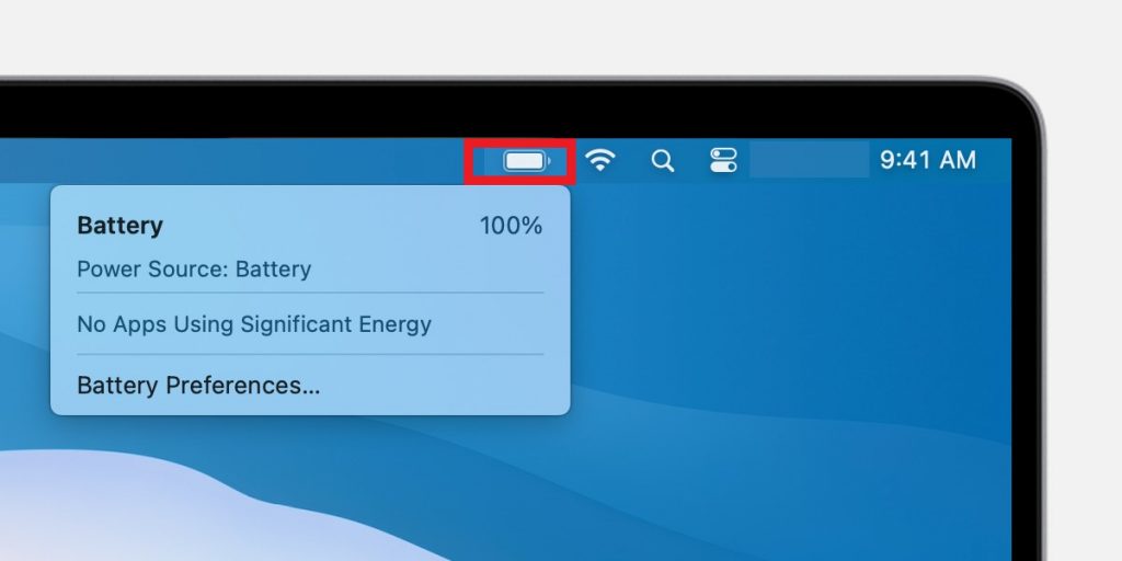 click on Battery Icon