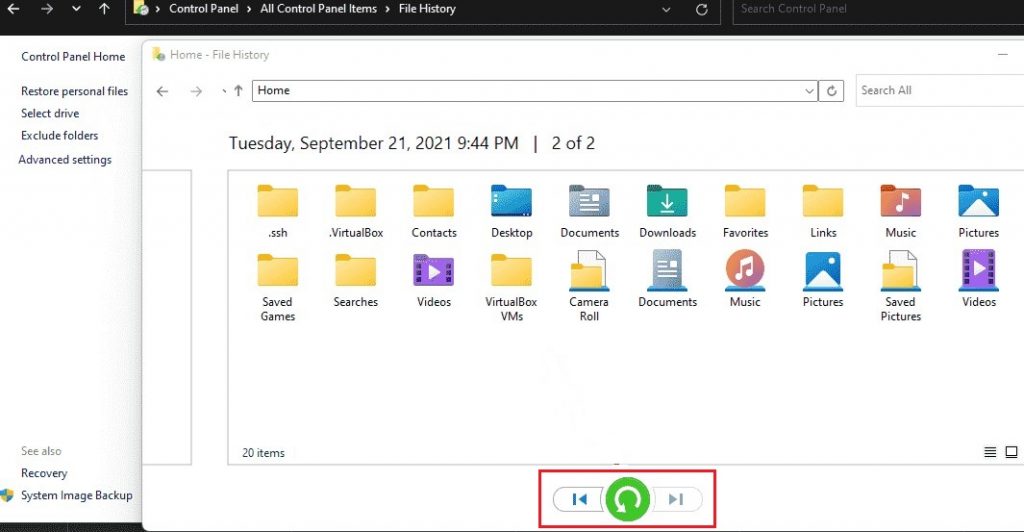 Restore File and Folder from File History