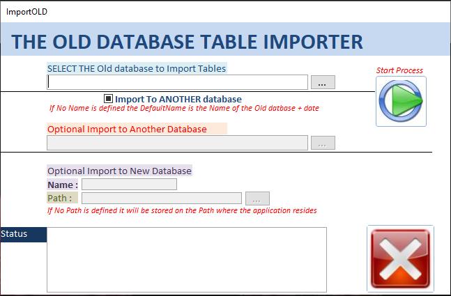 saving options in import old