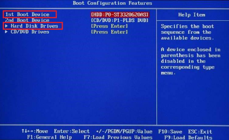 Set Hard Drive as Boot Option 