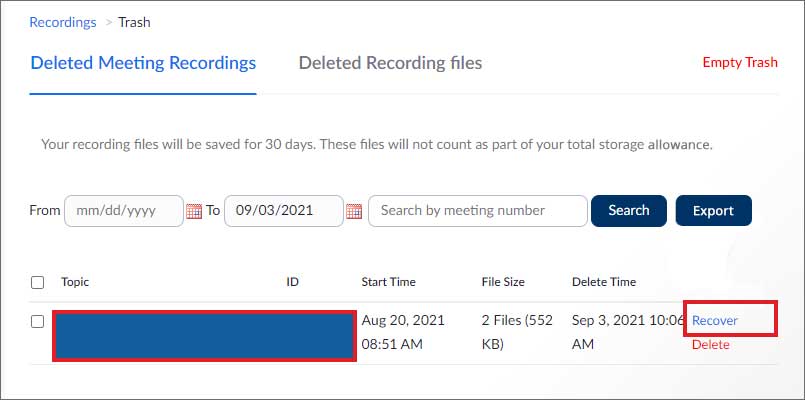 Recover Zoom Recording from the Cloud Trash