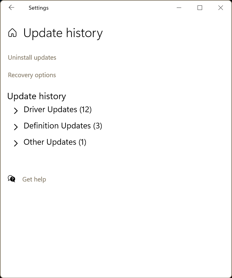 Click Update history