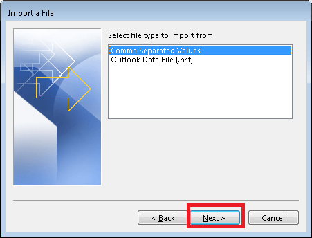 choose csv option