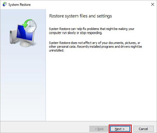 click-next-to-proceed-with-performing-system-restore