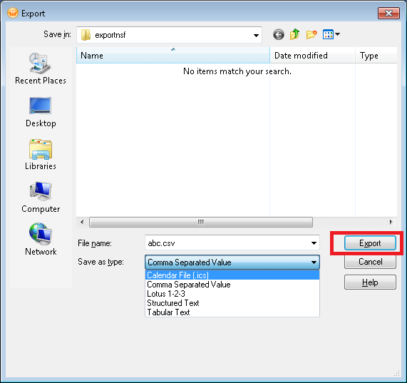 export window