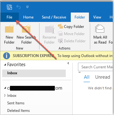 open file option in outlook