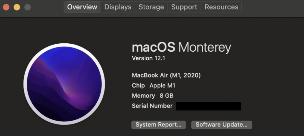 About This Mac window > Overview tab