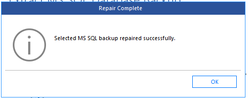 Repair Complete Message of Stellar Repair tool