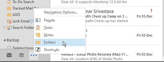 select folders outlook