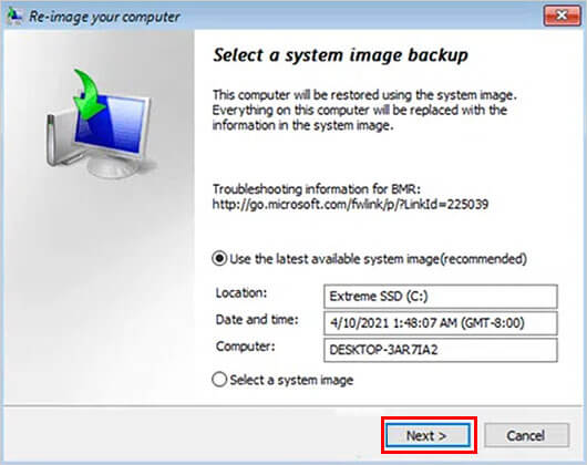 Use Available Sytem Image Recovery 