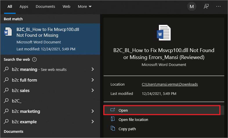 Type-Word-file-name-in-Windows-search-box-and-click-Open