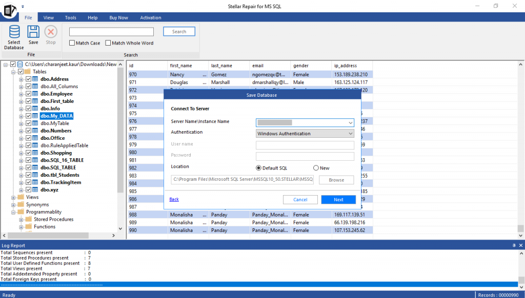 connect to sql server 