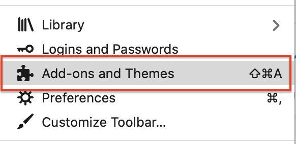 Firefox drop-down menu > Add-ons and Themes
