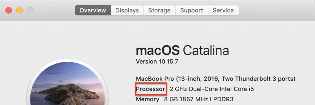 About This Mac - Overview tab on macOS Catalina