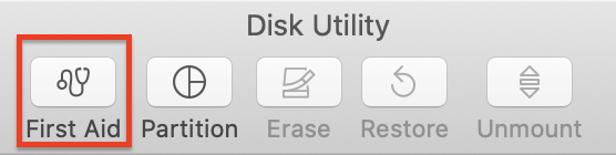 Open Disk Utility > click the First Aid button