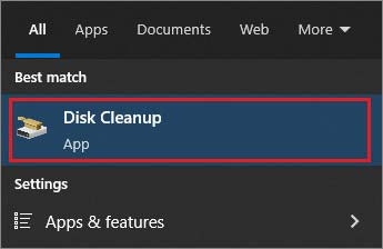 open-disk-cleanup-from-Windows-search-box