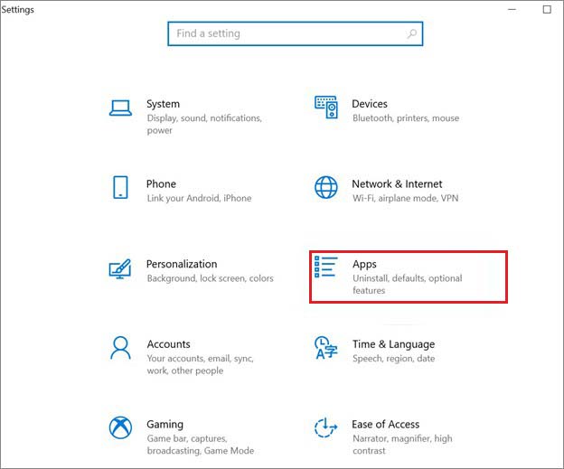 Configuración del sistema y, a continuación, vaya a Aplicaciones.