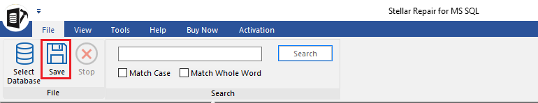 save option in Stellar Repair for MS SQL