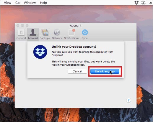 Confirm-dropbox-unlink-to-uninstall-dropbox-on-Mac