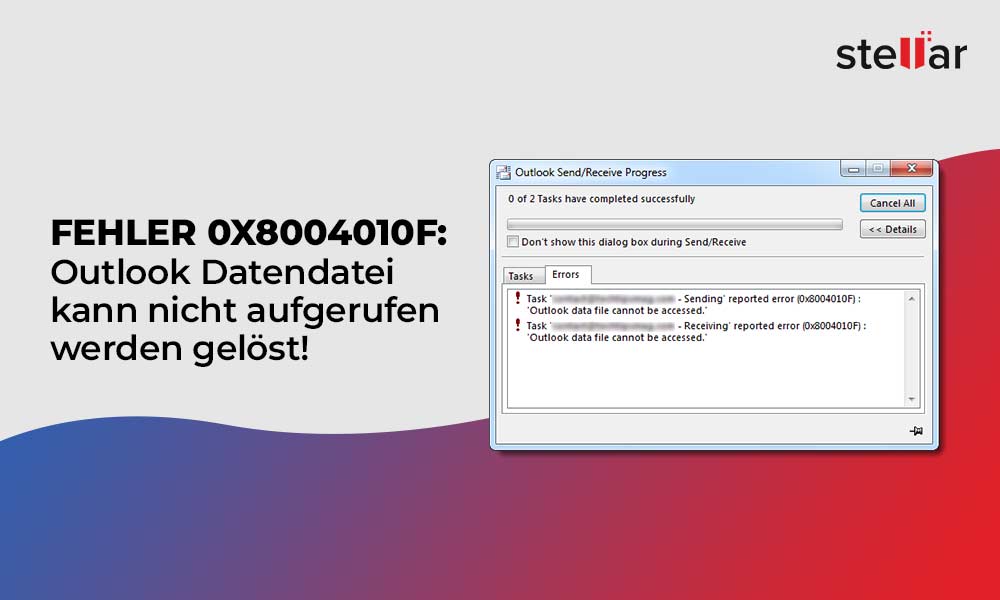 Fehler 0x8004010F: Outlook Datendatei kann nicht aufgerufen werden gelöst!