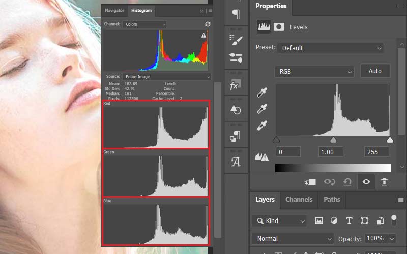Photoshop - All Channels View in Histogram